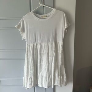 White Ruffle Sleeve Tunic dress
